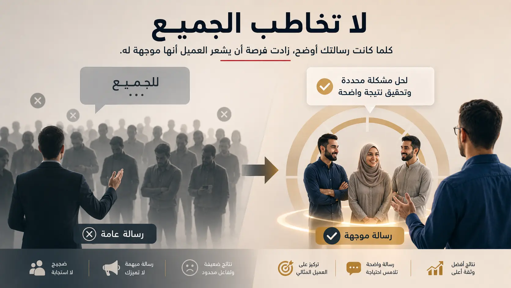 الفرق بين مخاطبة الجميع وتحديد جمهور مثالي واضح في التسويق